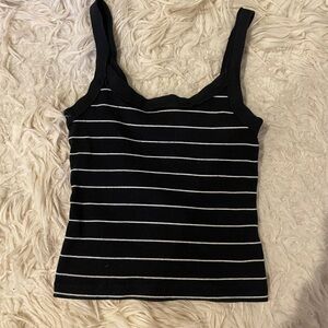 Black and White Striped Women's Top